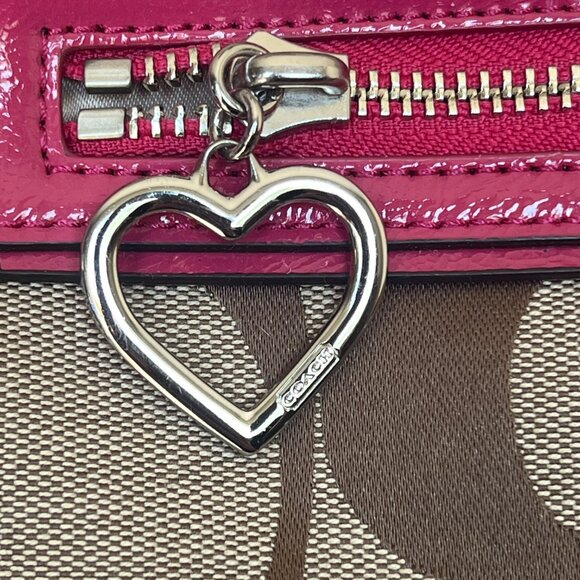 Coach Pink Leather and Brown Canvas Monogram Backpack - Picture 4 of 12